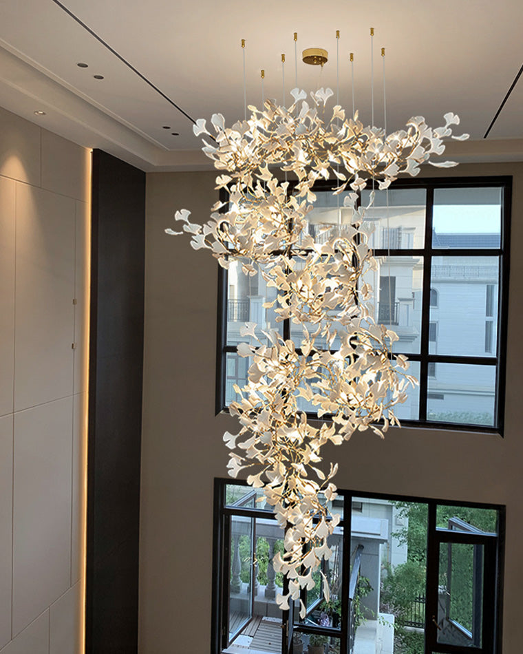 WOMO Ginkgo Long Cascading Foyer Chandelier-WM2206