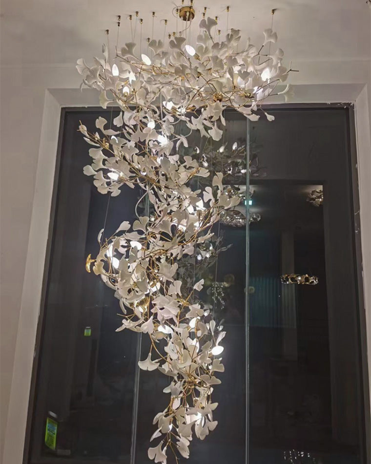 WOMO Ginkgo Long Cascading Foyer Chandelier-WM2206