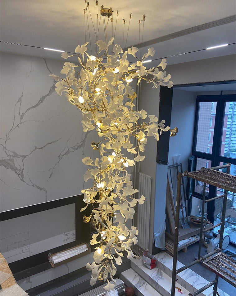 WOMO Ginkgo Long Cascading Foyer Chandelier-WM2206
