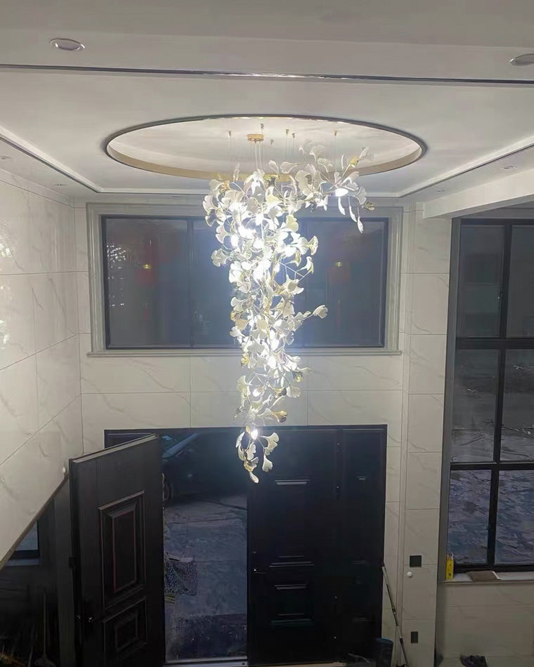 WOMO Ginkgo Long Cascading Foyer Chandelier-WM2206