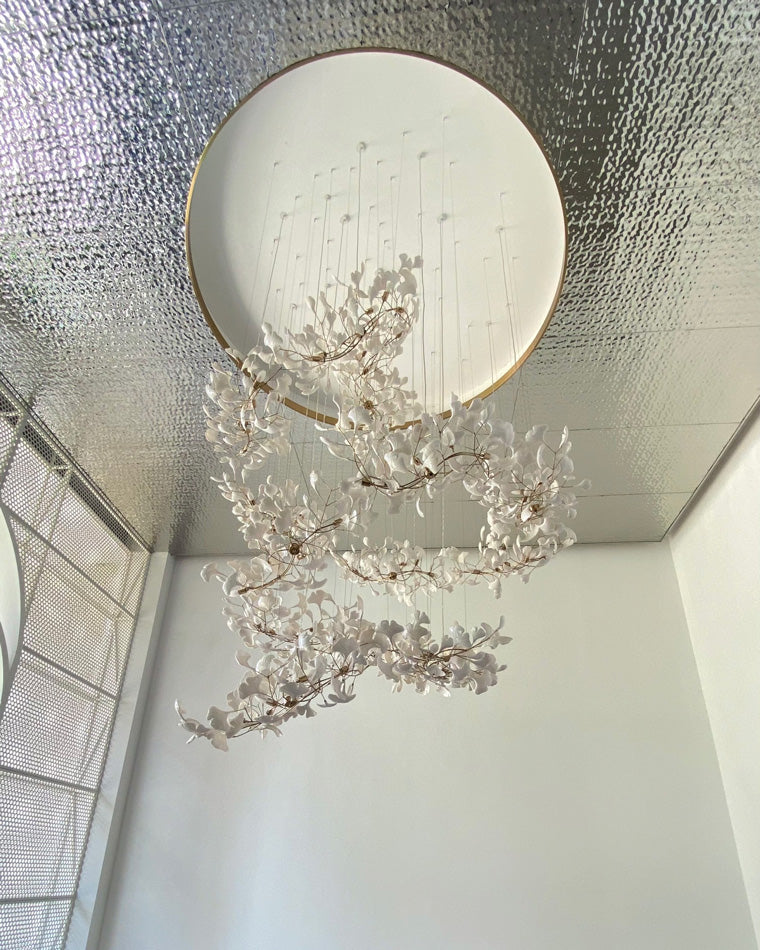 WOMO Ginkgo Long Cascading Foyer Chandelier-WM2206