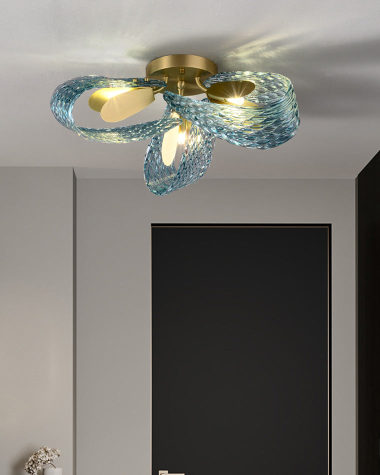 WOMO Peacock Sea Glass Semi-Flush Mount Ceiling Light-WM1111