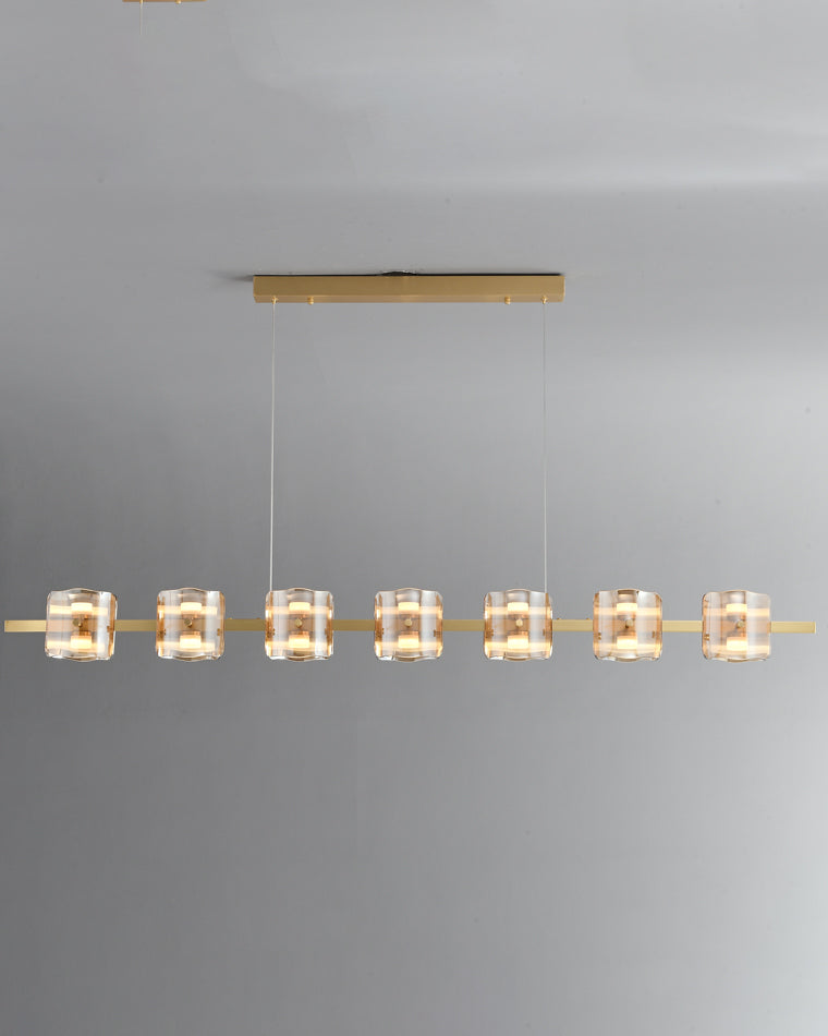 WOMO Glass Brass Linear Chandelier-WM2219A