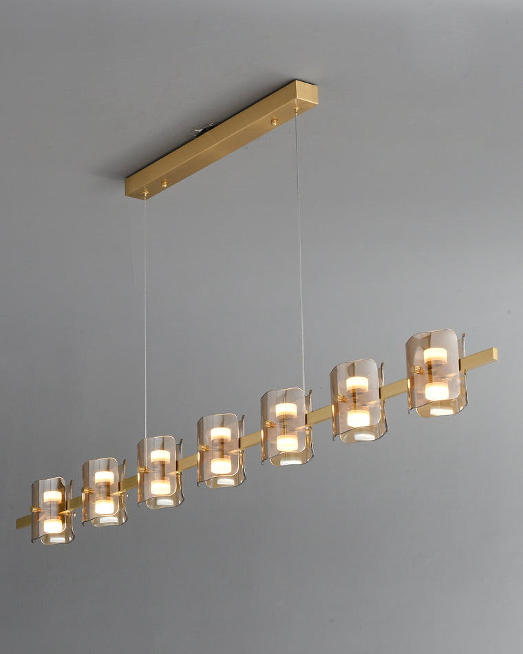 WOMO Glass Brass Linear Chandelier-WM2219A