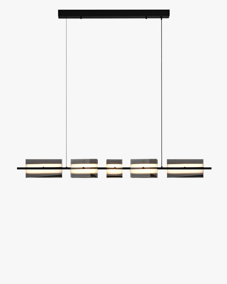 WOMO Linear Chandelier made of Amber/Smoked Glass - WM2221