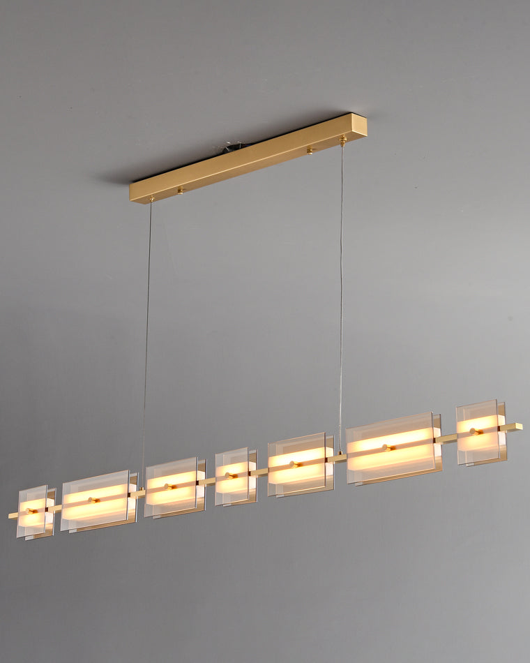 WOMO Amber/Smoked Glass Linear Chandelier-WM2221