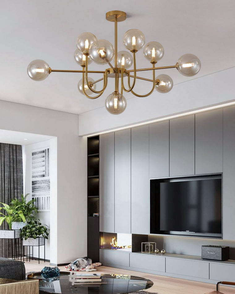 WOMO Glass Globe Brass Arm Chandelier-WM2255