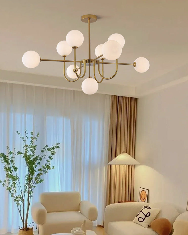 WOMO Glass Globe Brass Arm Chandelier-WM2255