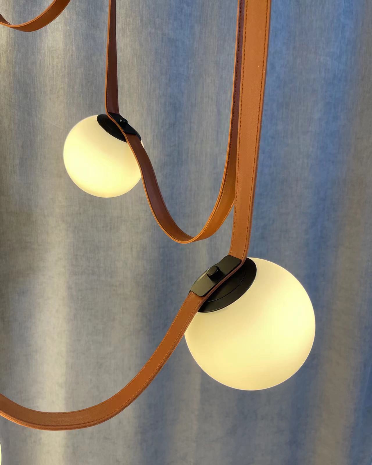 WOMO Globe Leather Pendant Light-WM2311