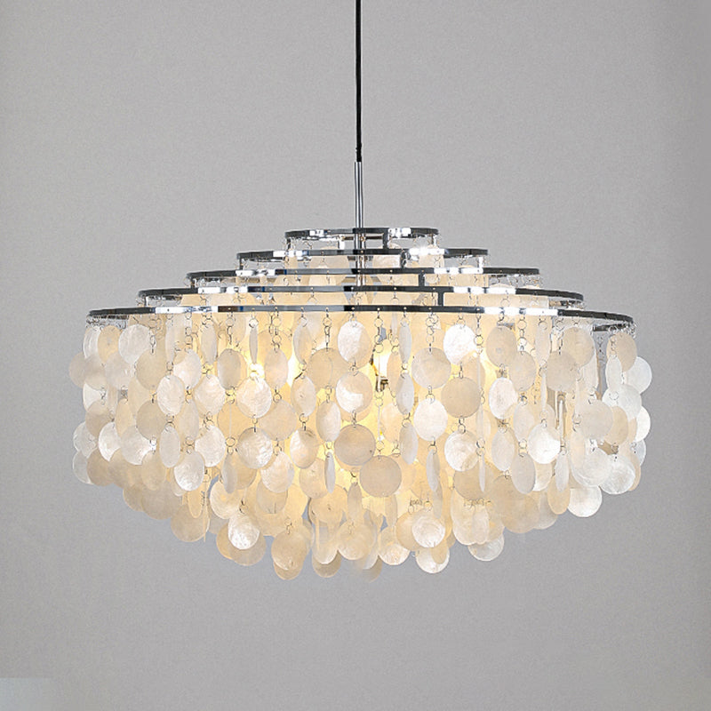 WOMO Tiered Capiz Round Chandelier-WM2346