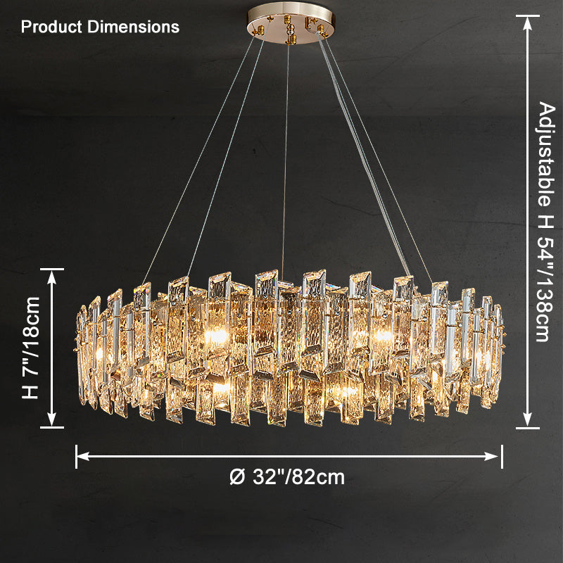 WOMO Gold Crystal Round Chandelier-WM2397