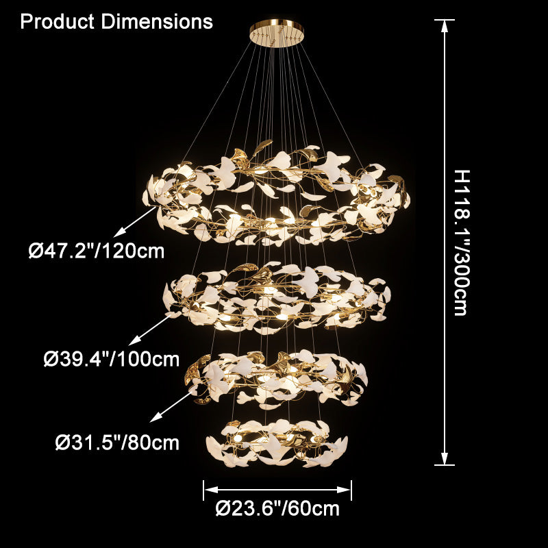 WOMO Circular Tiered Gingko Chandelier-WM2427