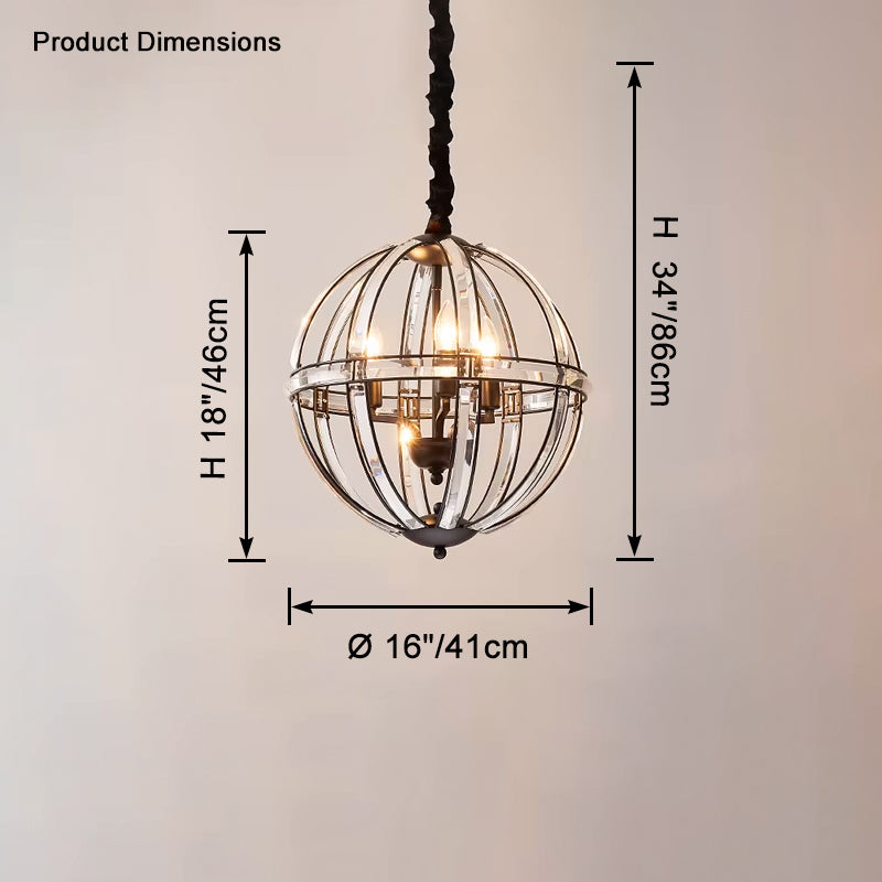 WOMO Cage Crystal Orb Chandelier-WM2595