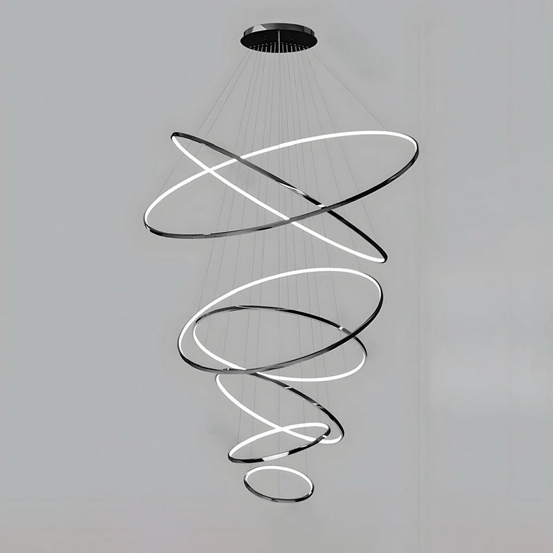 WOMO Black Tiered Circular Led Chandelier-WM2652