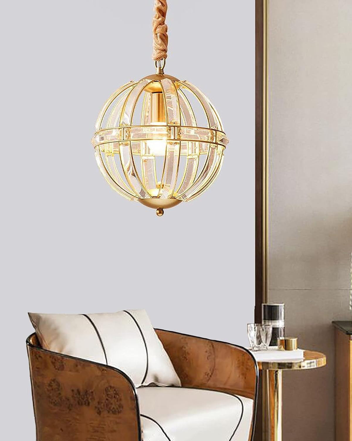 WOMO Cage Crystal Orb Chandelier-WM2595