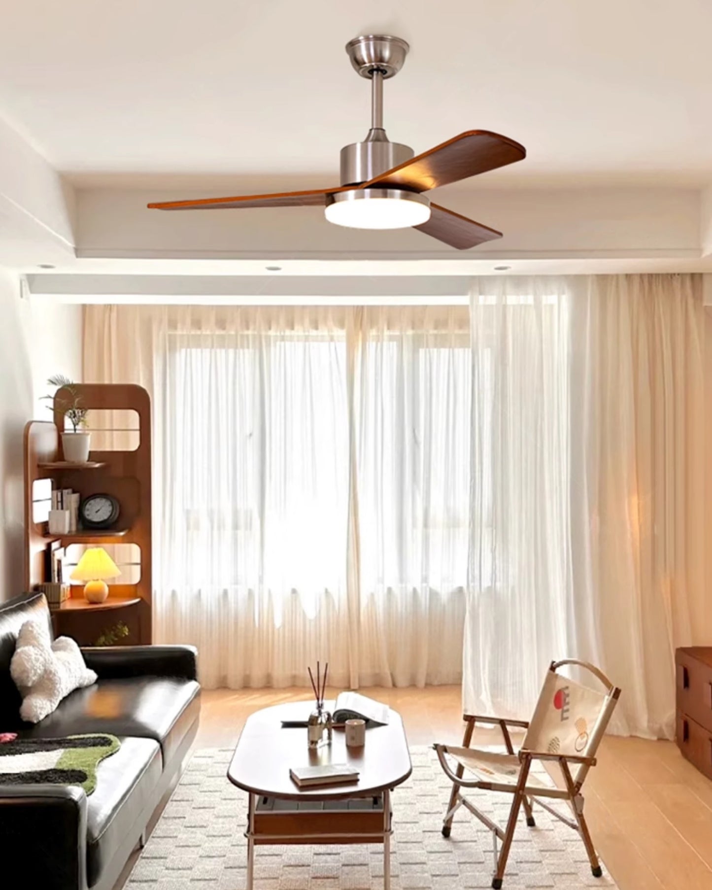 WOMO Silver and Walnut Ceiling Fan Lamp - WM5149