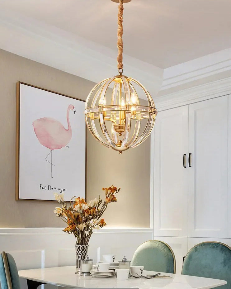 WOMO Cage Crystal Orb Chandelier-WM2595