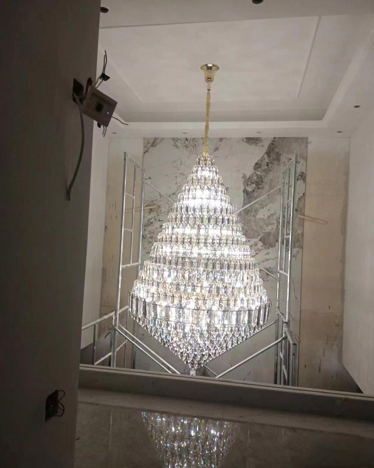 WOMO Stepped Conical Crystal Foyer Chandelier-WM2384