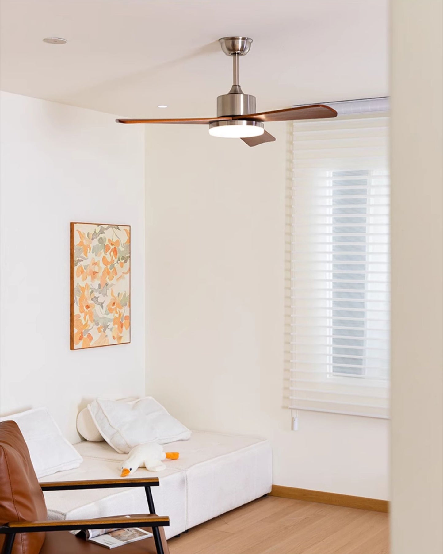 WOMO Silver and Walnut Ceiling Fan Lamp - WM5149
