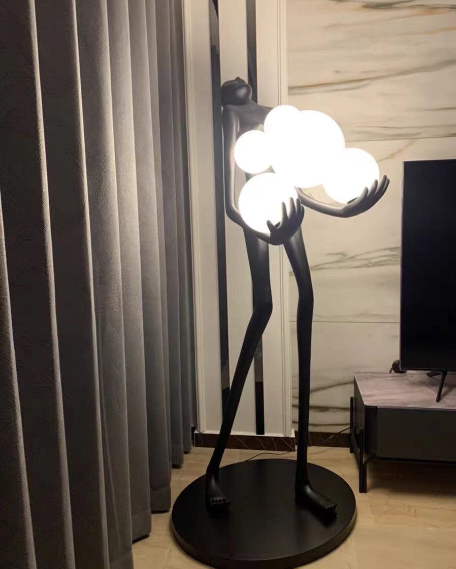 WOMO Sculptural Glass Globe Floor Lamp-WM7083