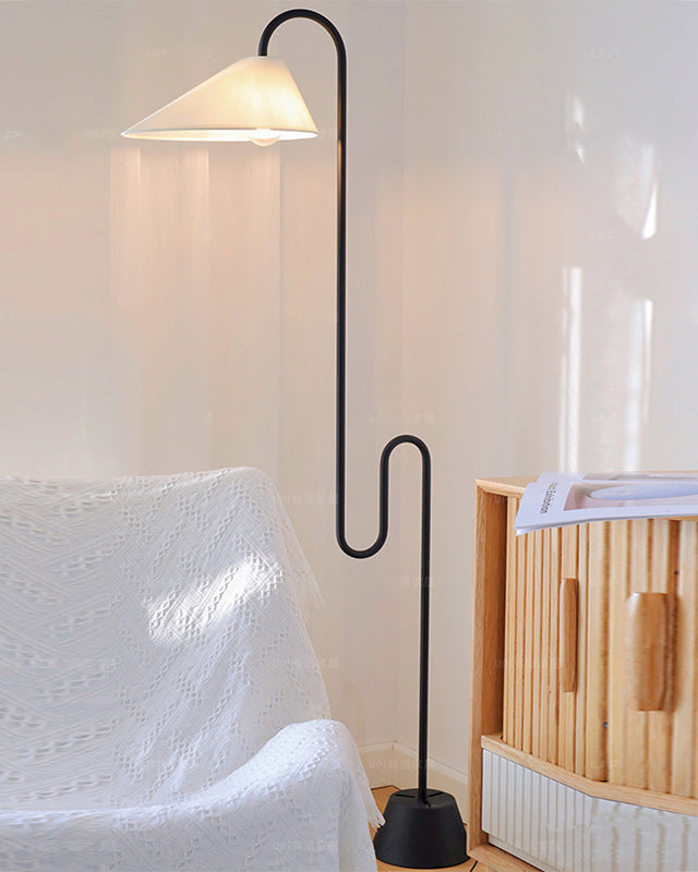WOMO Fabric Gooseneck Floor Lamp-WM7096