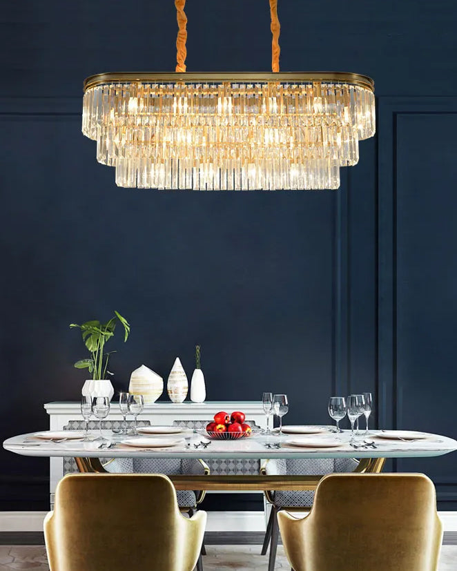 WOMO Tiered Oval Crystal Chandelier-WM2489