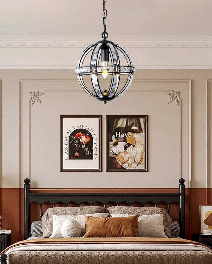 WOMO Cage Crystal Orb Chandelier-WM2595