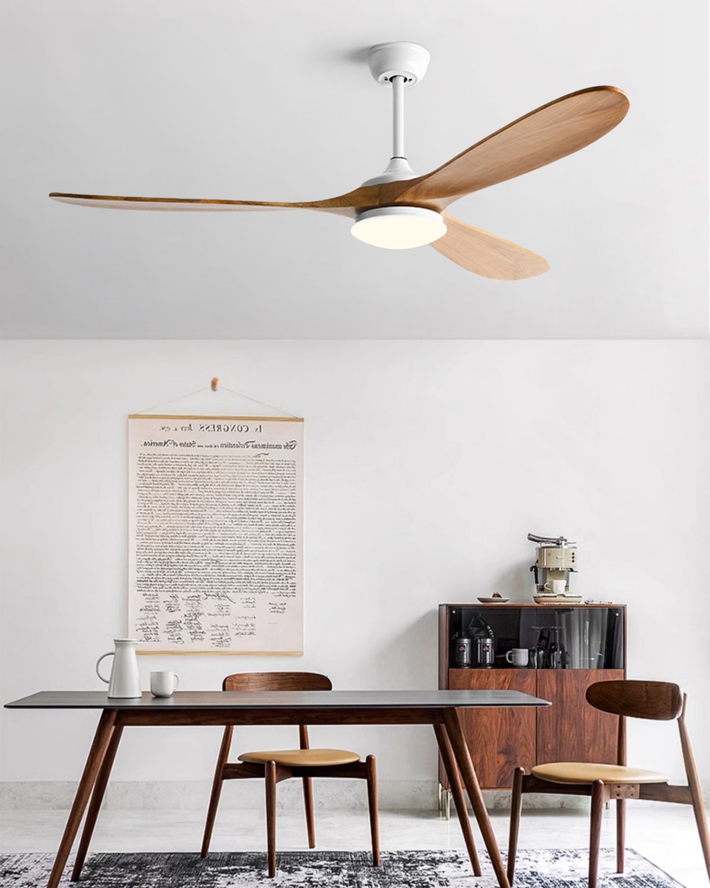 WOMO Large Wood Ceiling Fan with Light - WM5161