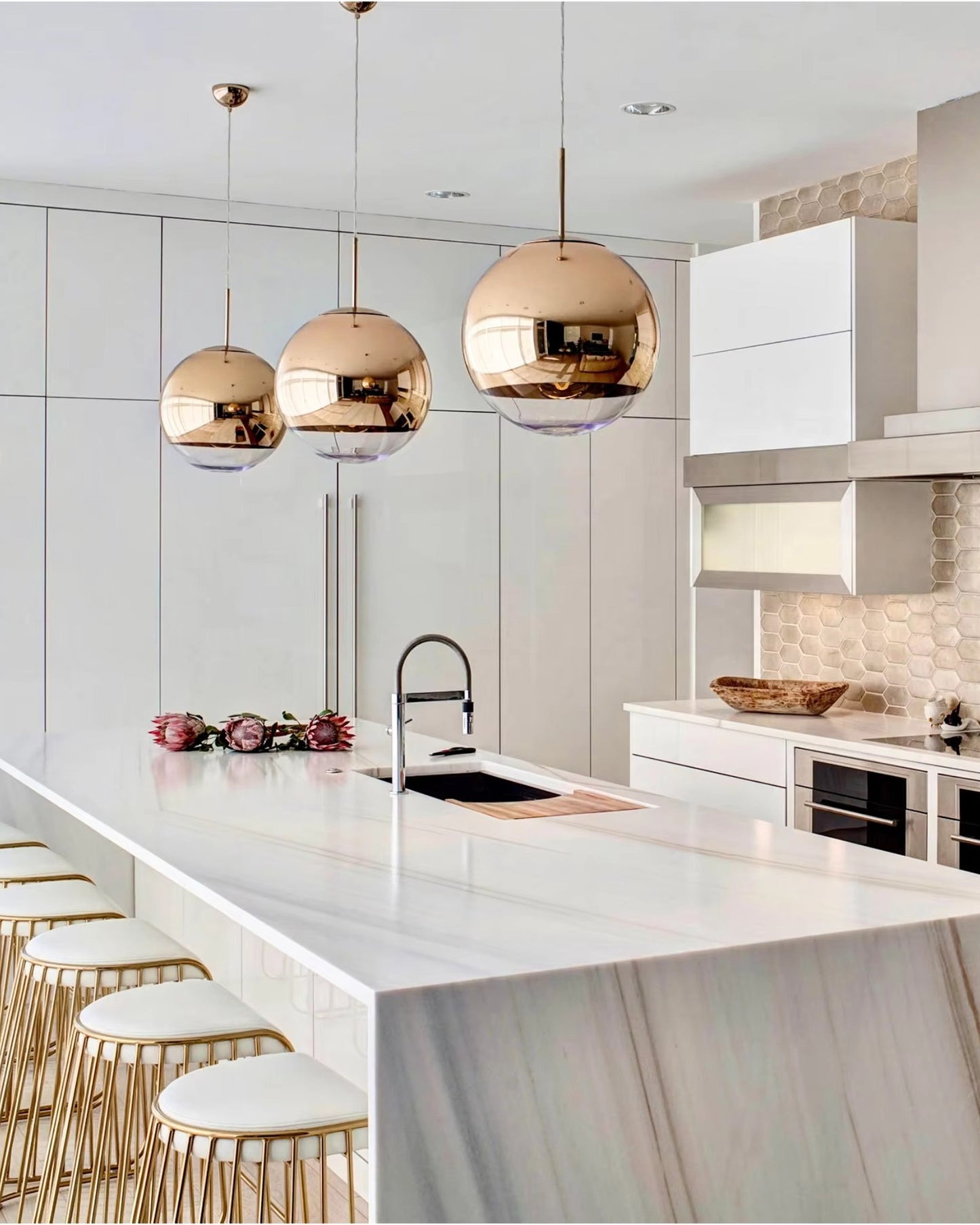 WOMO Gold Chrome Globe Pendant Light-WM2691