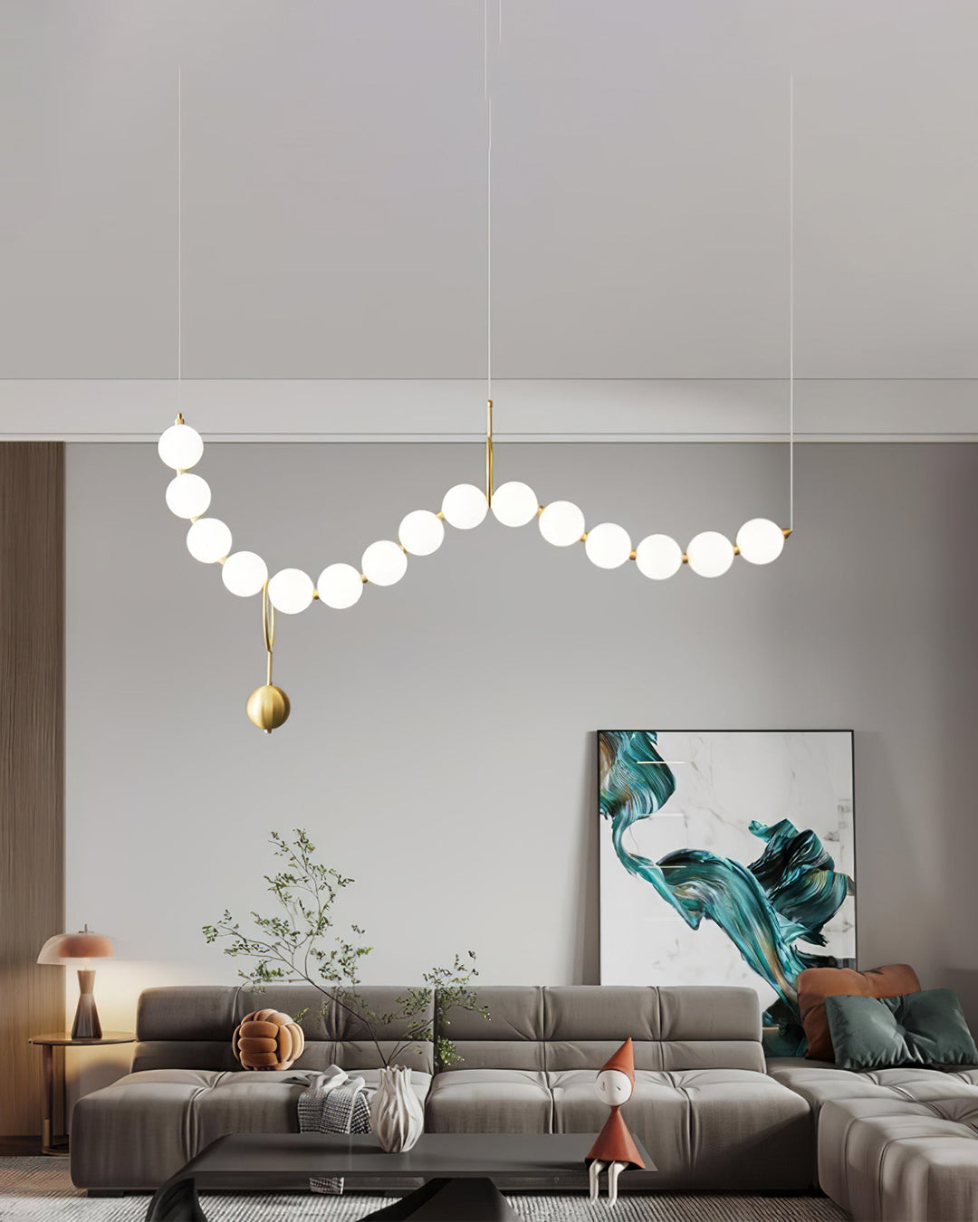 WOMO Pearl Brass Globe Dining Room Chandelier-WM2102a