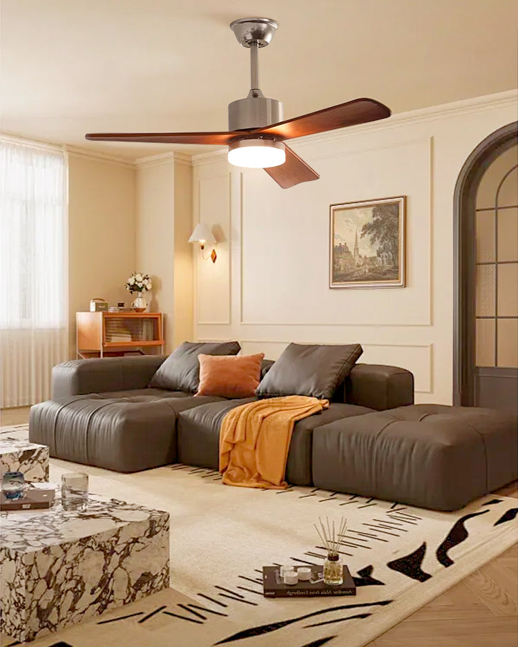 WOMO Silver and Walnut Ceiling Fan Lamp - WM5149