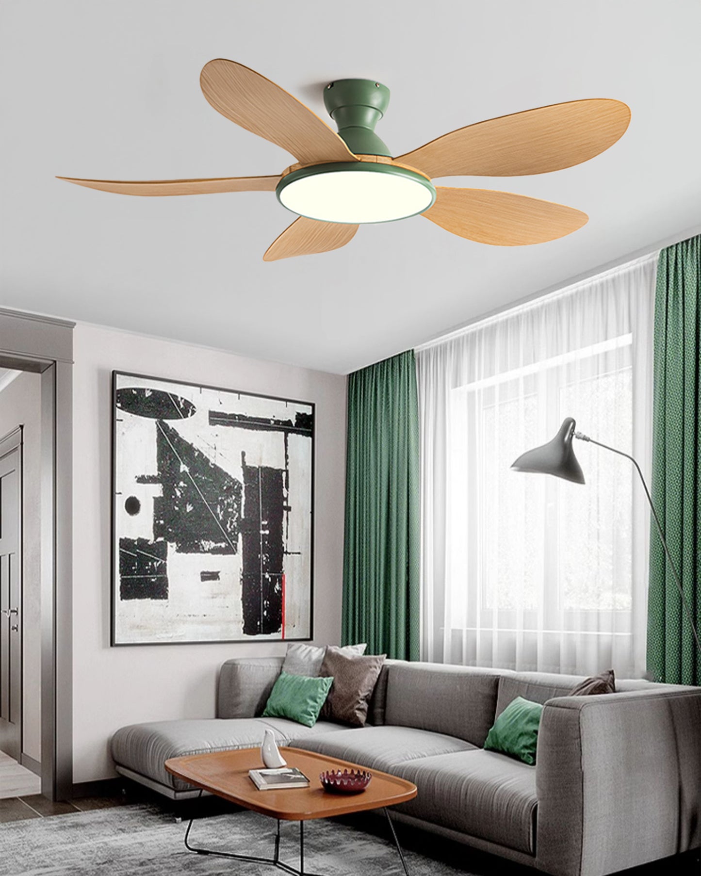 WOMO Low Profile Ceiling Fan with Bright Light - WM5153