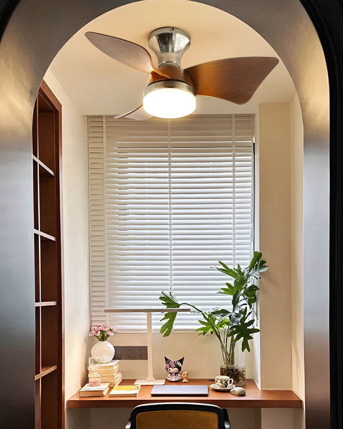 WOMO Small Silver Low Profile Ceiling Fan Lamp - WM5150