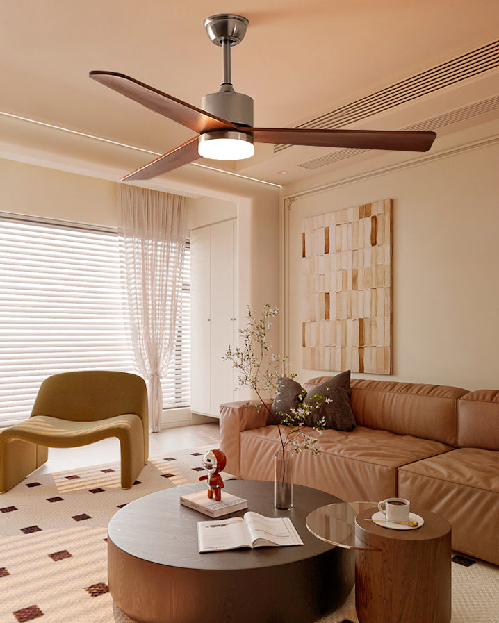 WOMO Silver and Walnut Ceiling Fan Lamp - WM5149