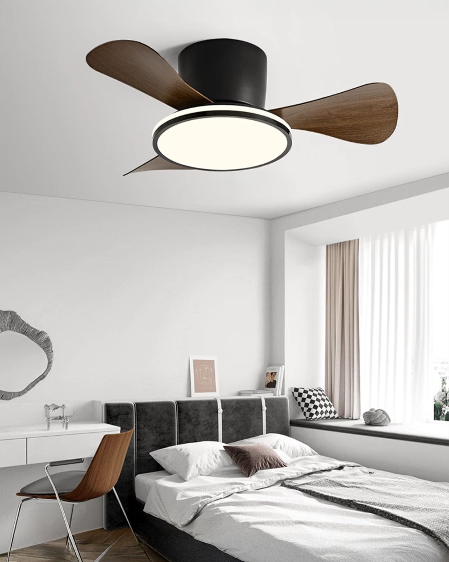 WOMO Small Low Profile Ceiling Fan Lamp - WM5166
