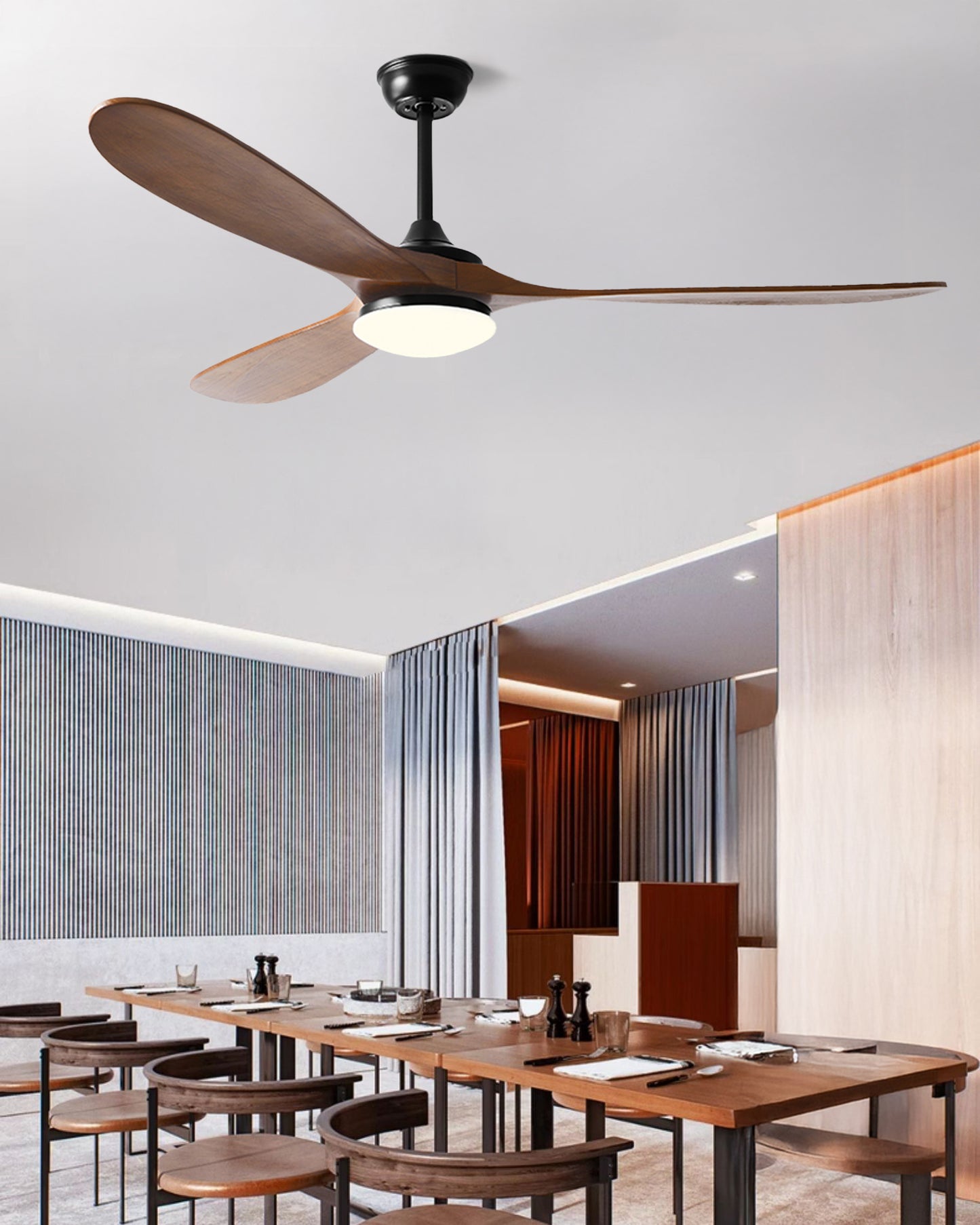 WOMO Large Wood Ceiling Fan with Light - WM5161
