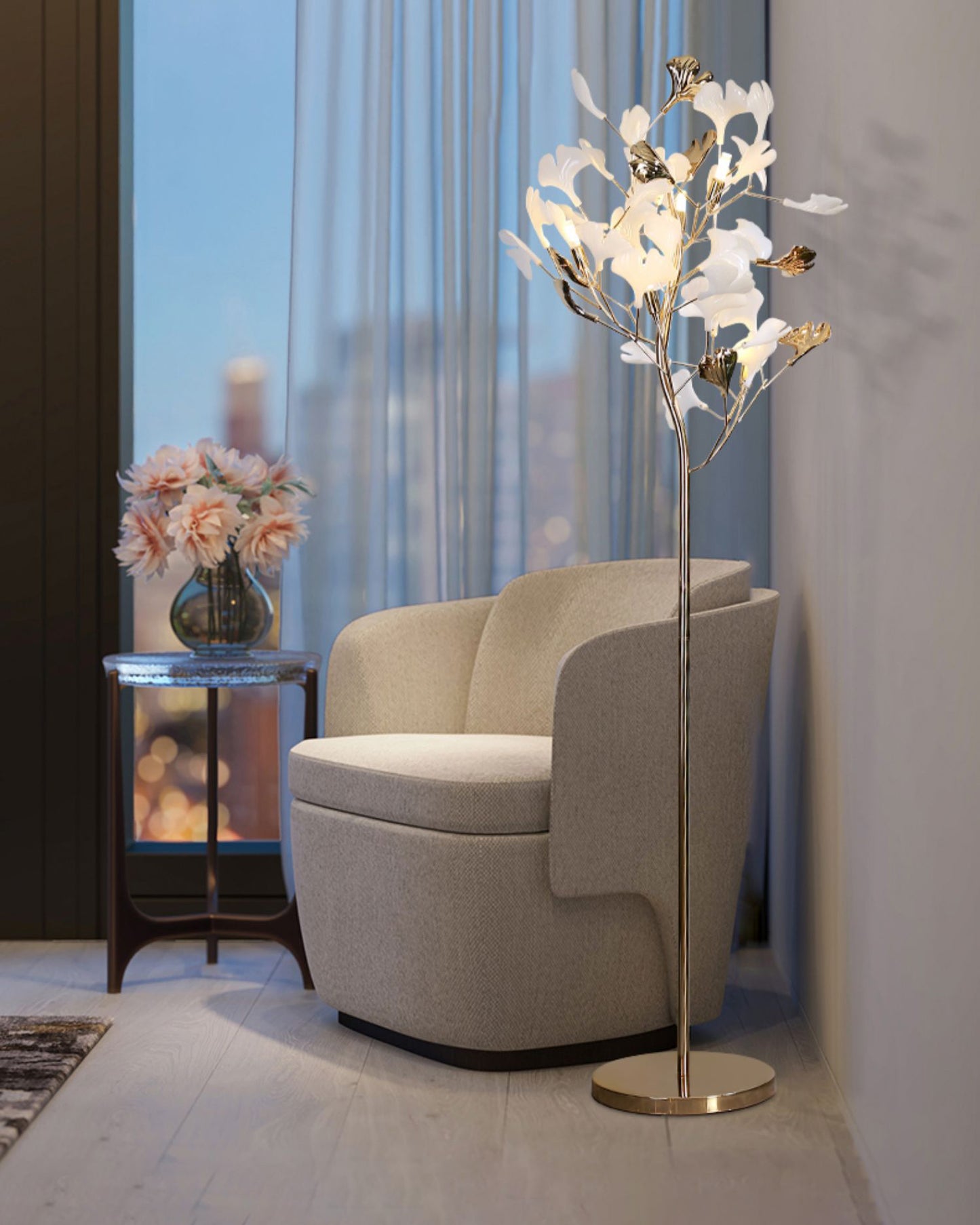 WOMO Ceramic Gingko Tree Floor Lamp-WM7137