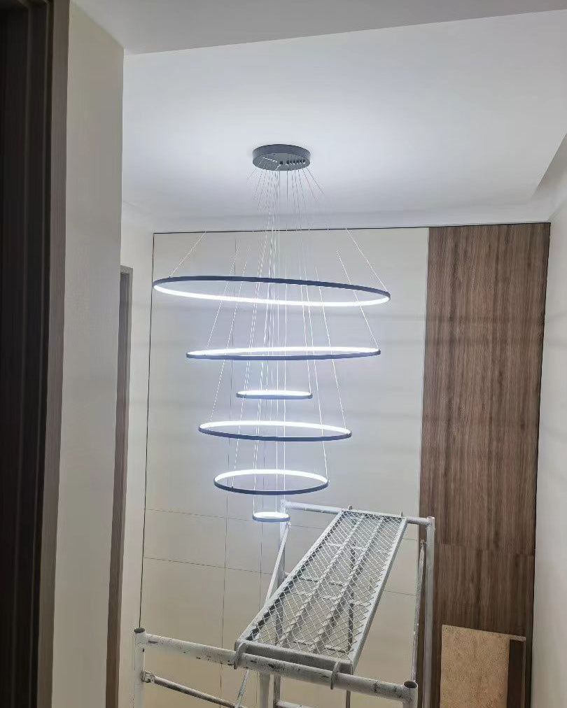 WOMO Black Tiered Circular Led Chandelier-WM2652