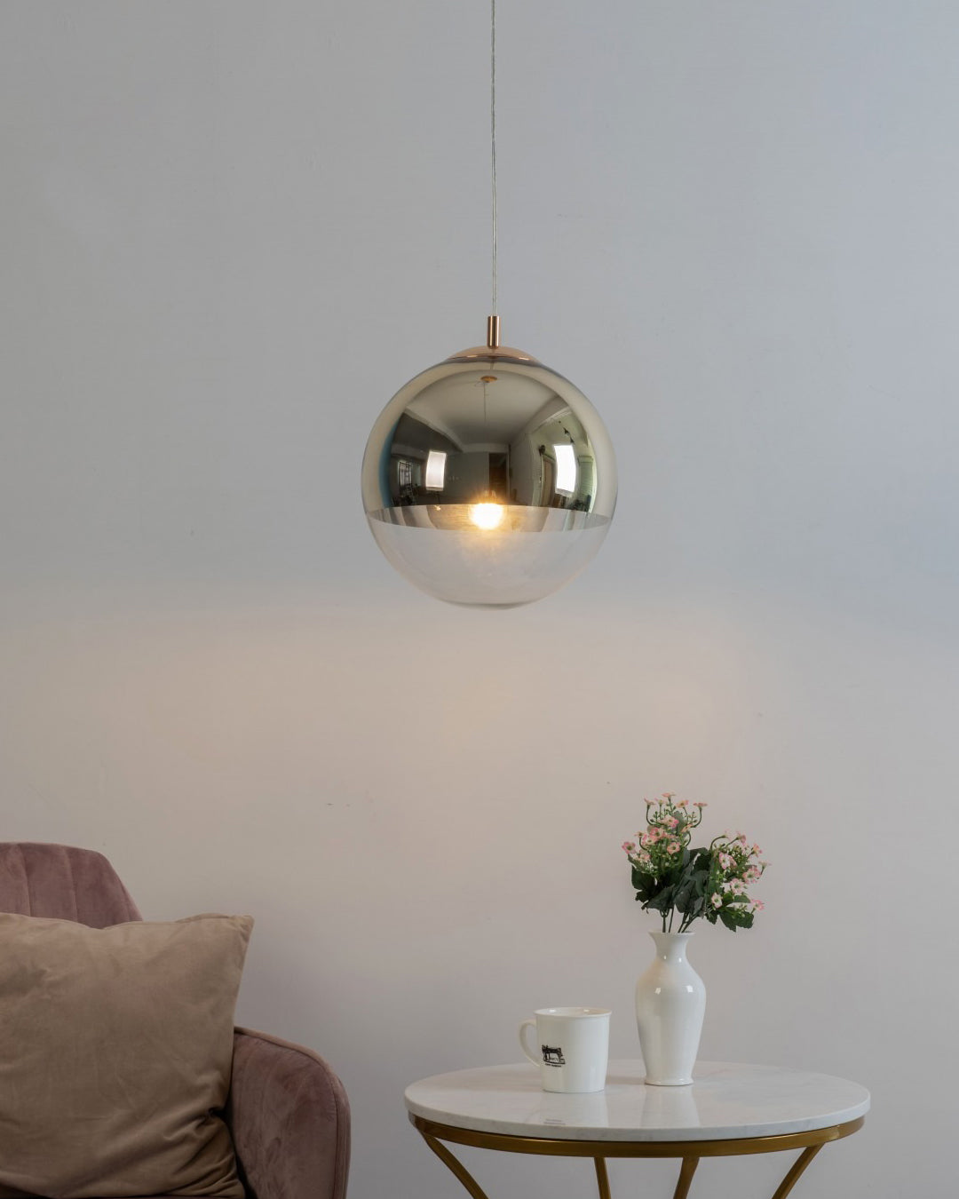 WOMO Gold Chrome Globe Pendant Light-WM2691