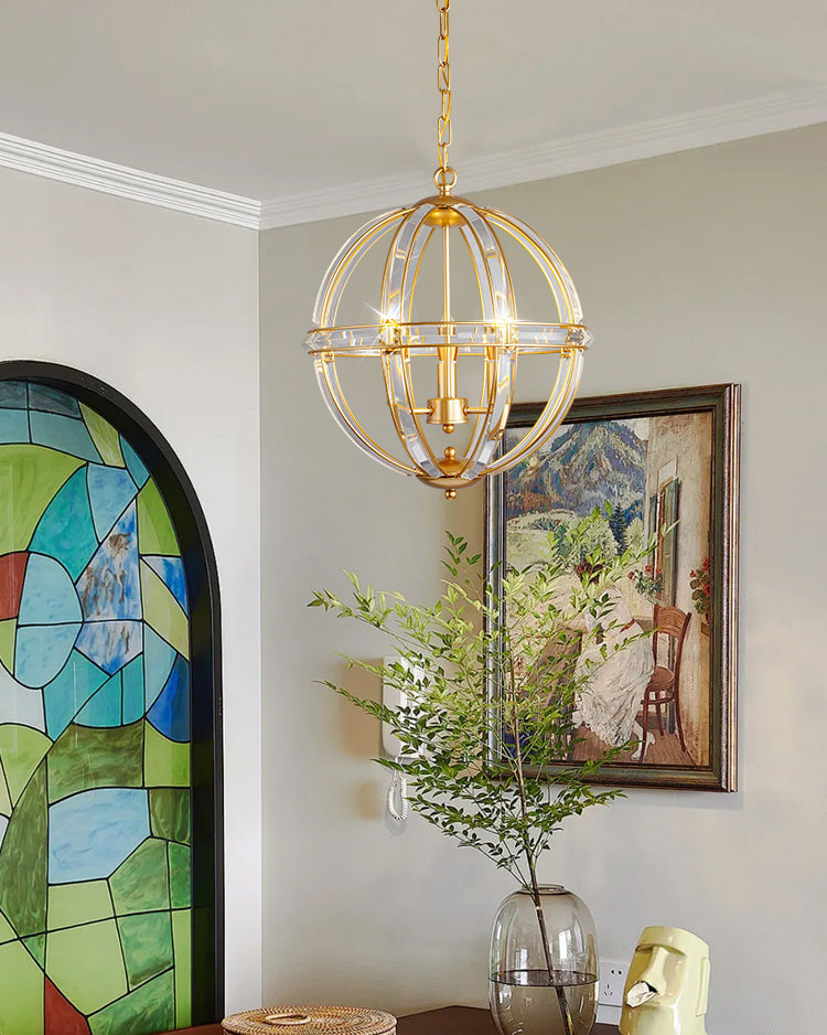 WOMO Cage Crystal Orb Chandelier-WM2595
