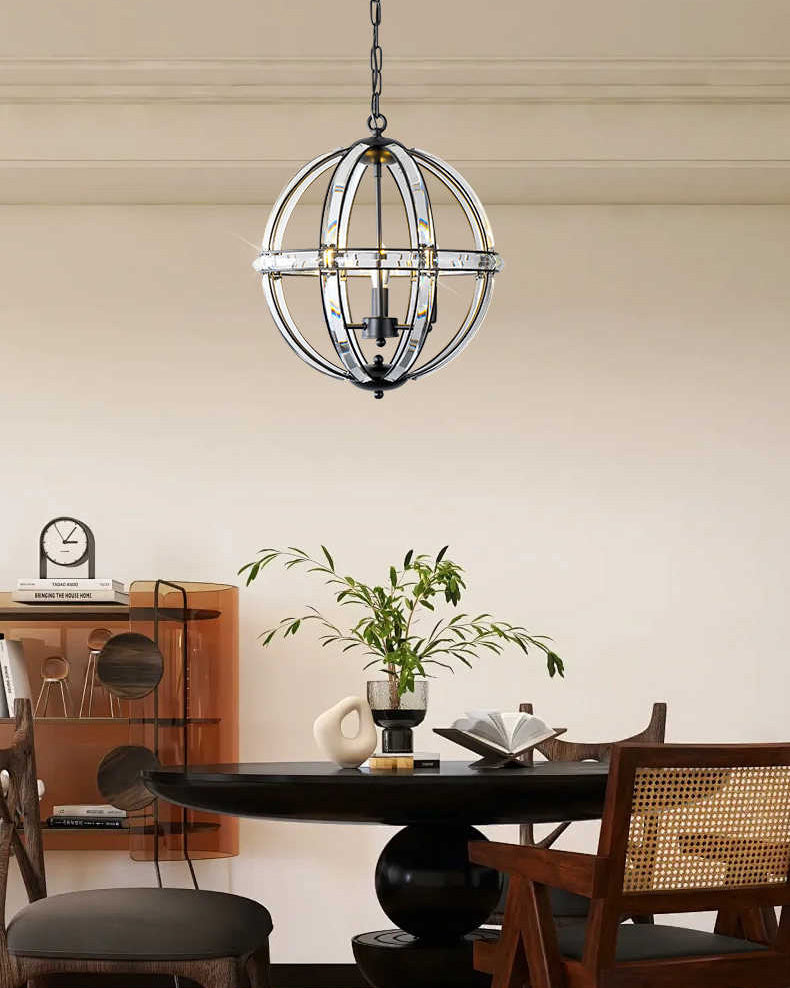 WOMO Cage Crystal Orb Chandelier-WM2595