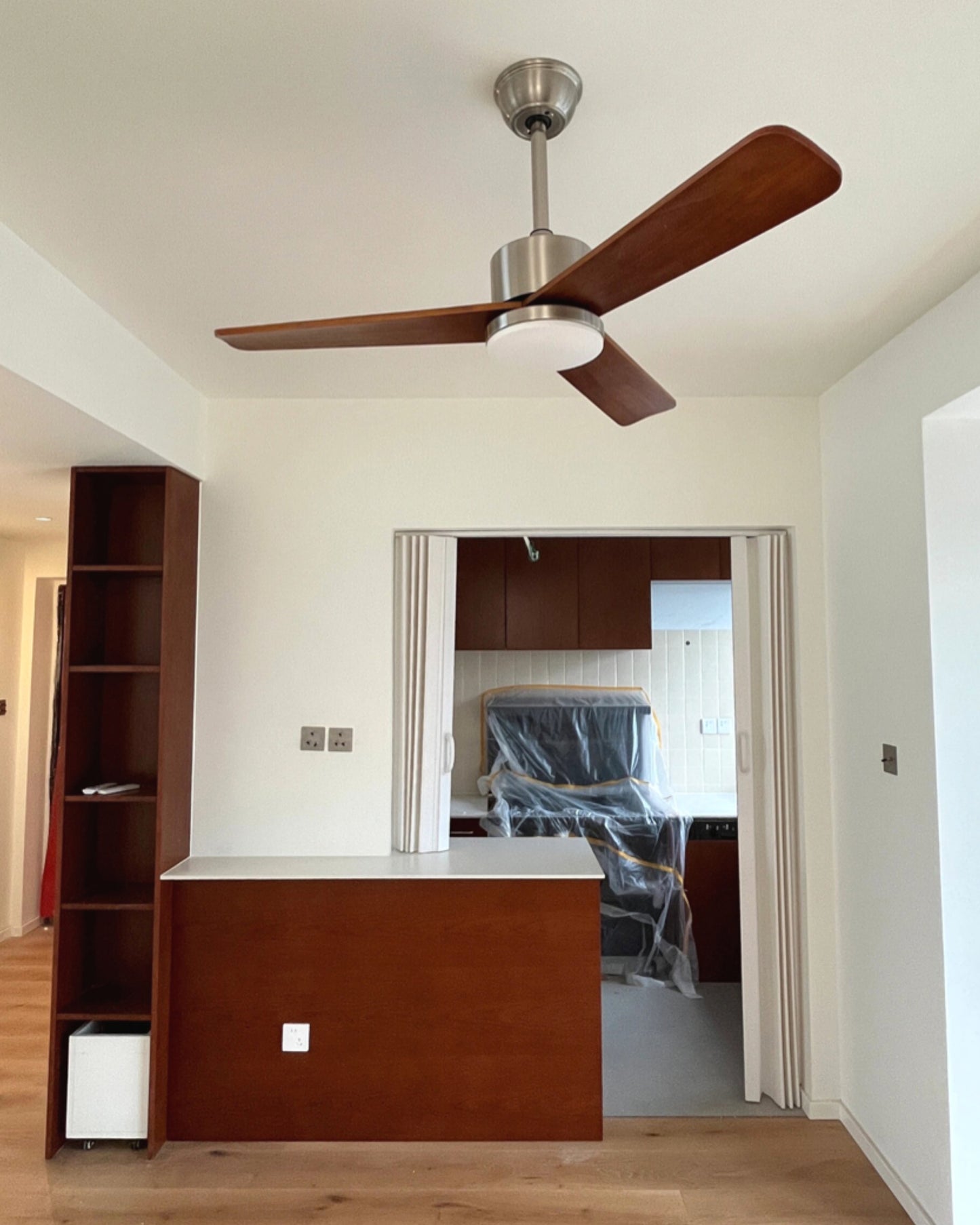 WOMO Silver and Walnut Ceiling Fan Lamp - WM5149