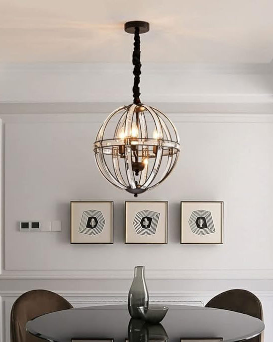 WOMO Cage Crystal Orb Chandelier-WM2595