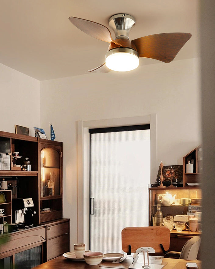 WOMO Small Silver Low Profile Ceiling Fan Lamp - WM5150