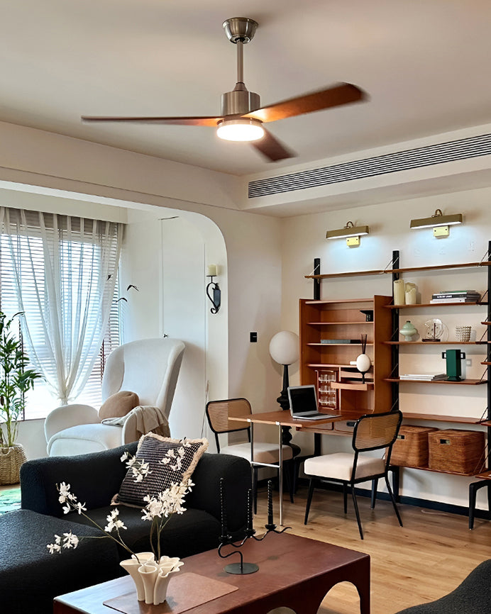 WOMO Silver and Walnut Ceiling Fan Lamp - WM5149