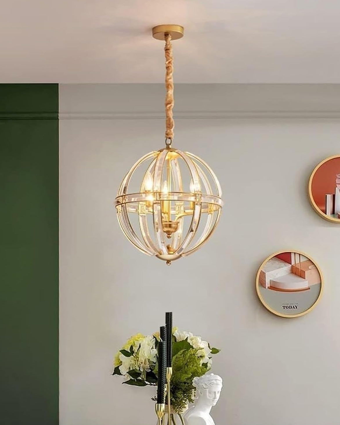 WOMO Cage Crystal Orb Chandelier-WM2595