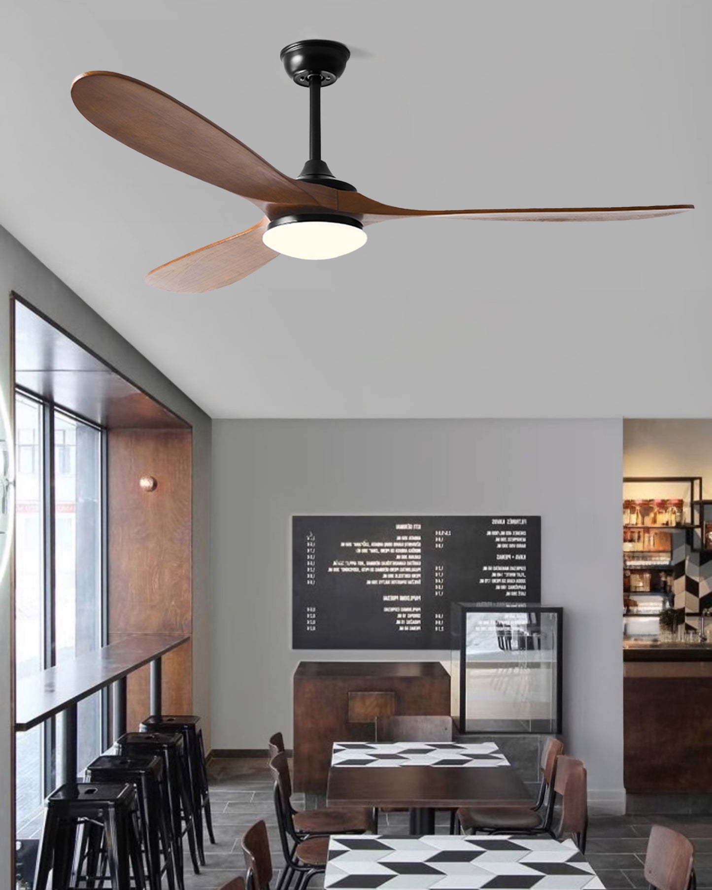 WOMO Large Wood Ceiling Fan with Light - WM5161