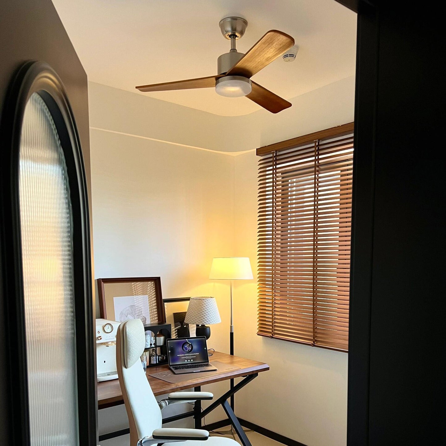 WOMO Silver and Walnut Ceiling Fan Lamp - WM5149