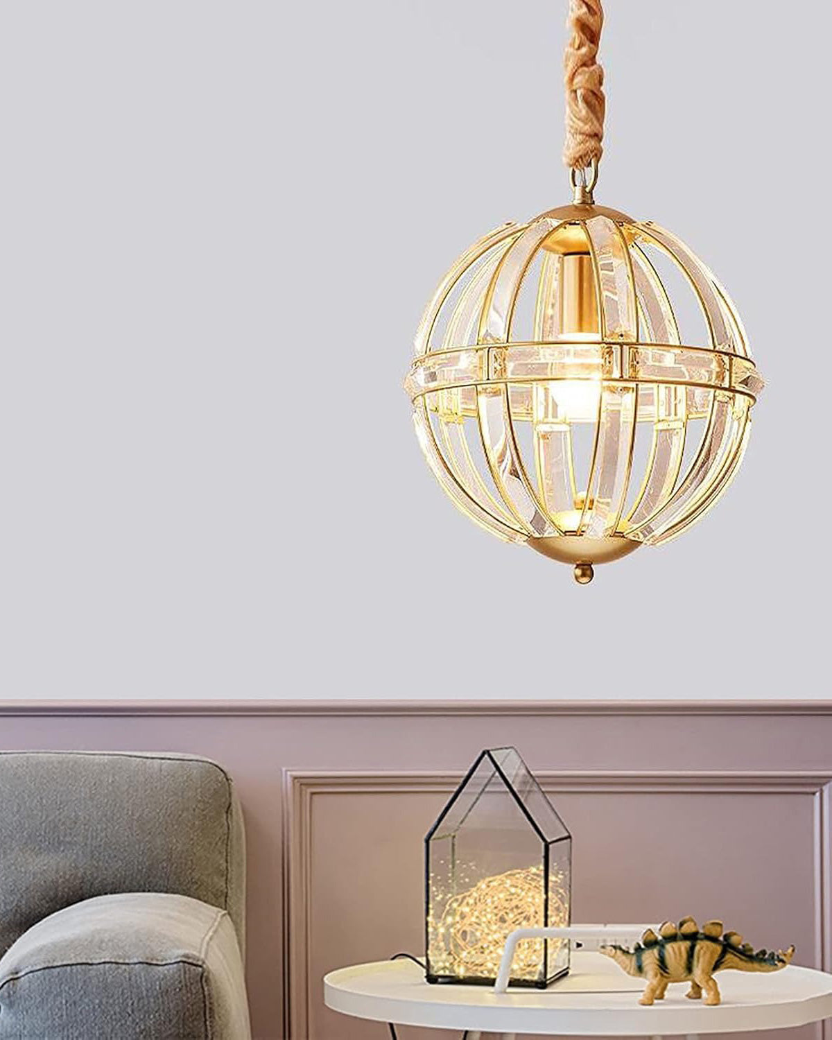 WOMO Cage Crystal Orb Chandelier-WM2595