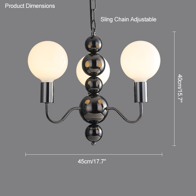 WOMO Glass Globe Black Arm Chandelier-WM2173